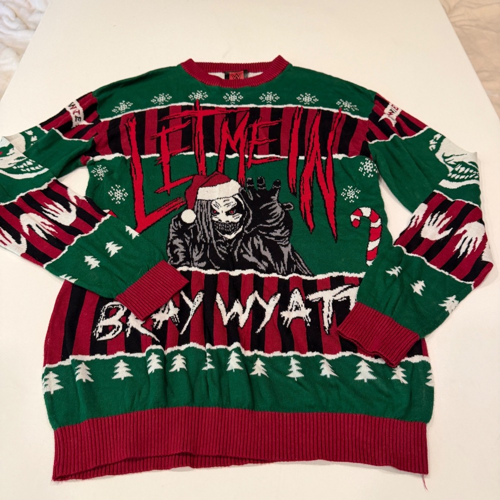 WWE Authentic Bray Wyatt The Fiend Let Me In Ugly Christmas Sweater Mens Large